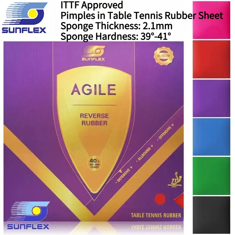 sunflex-agile-カラフルな卓球ラバーシート-粘着性のある表面-小さな孔のケーキスポンジ-39-°-41-°-卓球ラバー-ittf公認