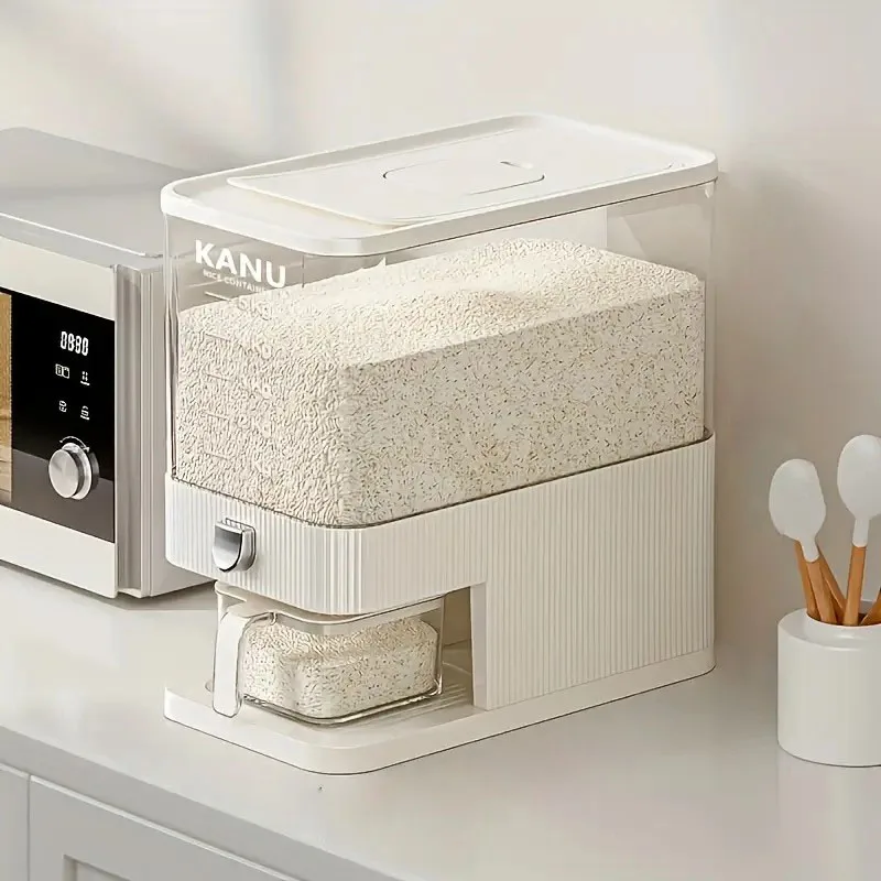 

Прозрачный контейнер для пищевых продуктов с чашкой - дозатор влаги и насекомых для риса, муки и зерна | Комора Essential