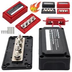 2-1Sets 48V Busbar Cable Organizer Box 300A Heavy Duty Automobiles Maximum Connection Amplifier Brass 4 Way M8 for Ships Yachts