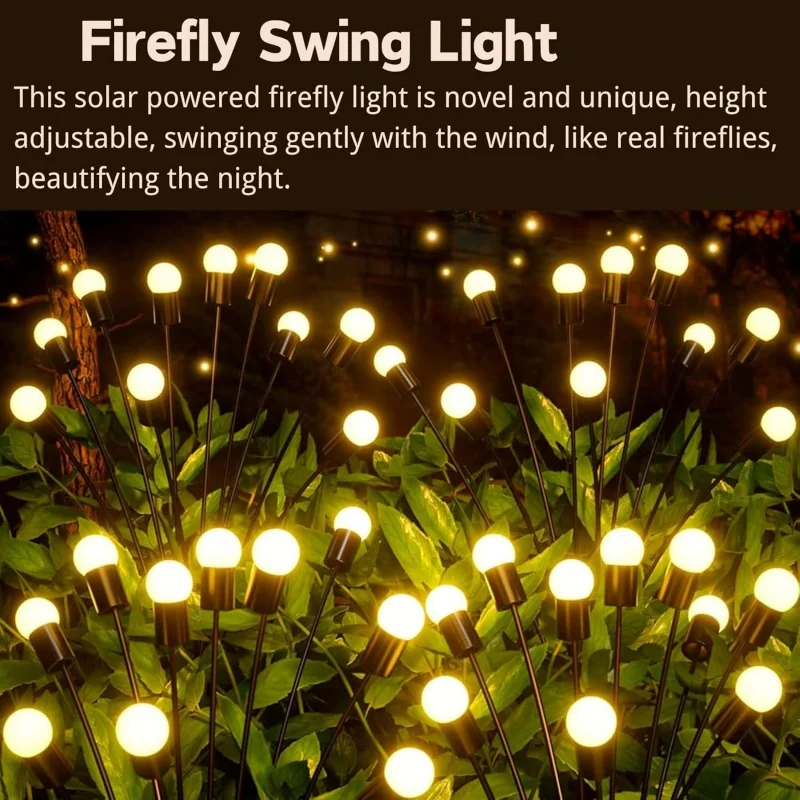 Outdoor Lights Solar Garden Lamp LED Firefly Ground Plug Lamp IP65 Waterproof for Landscape Courtyard Holiday Light Decor
