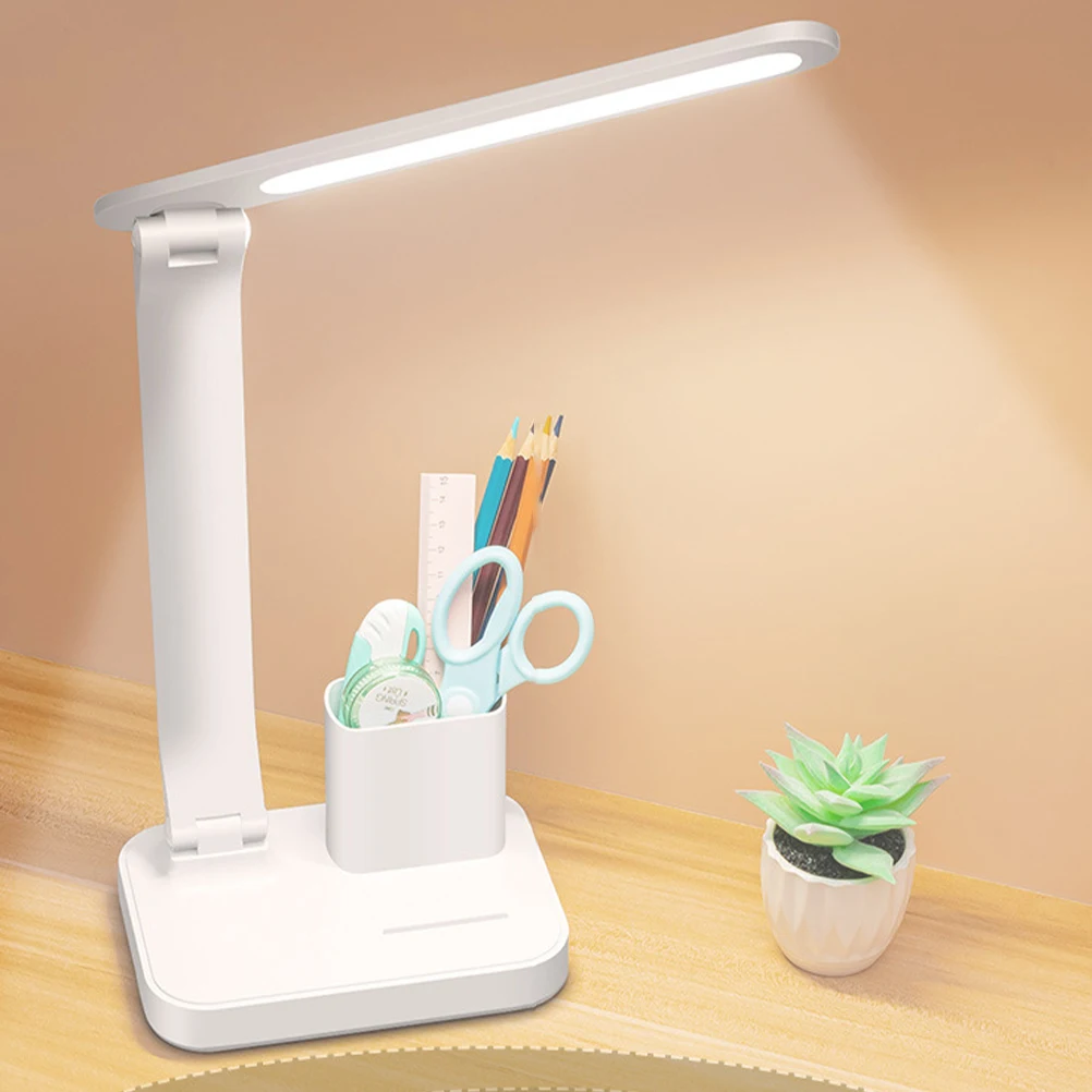 

Foldable Desk Lamp LED USB Rechargeable Touch Control Student Office Study Table Light Eye Caring Adjustable Brightness Plastic