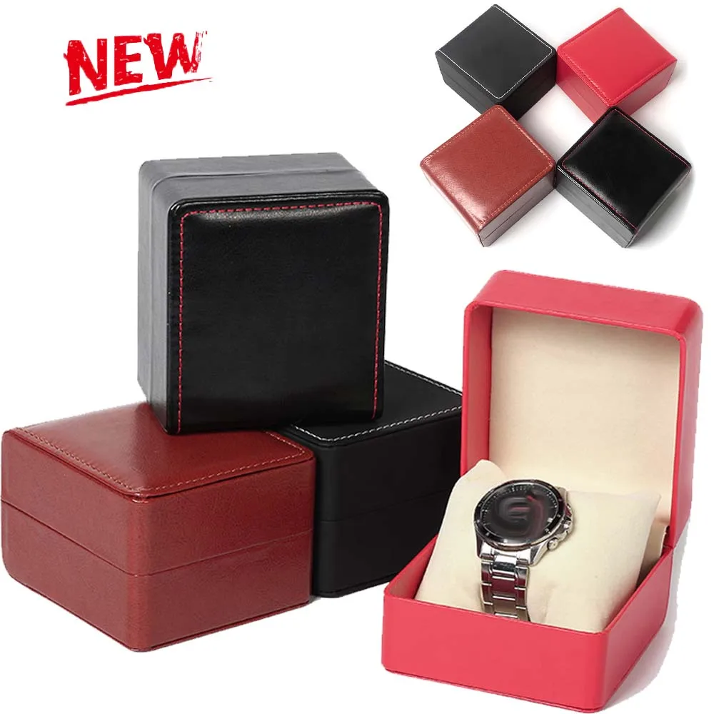 Single Luxury Watch Gift Box with Pillow PU Leather Wristwatch Display Case Organizer for Men Gift Money Box Jewelry Storage Box