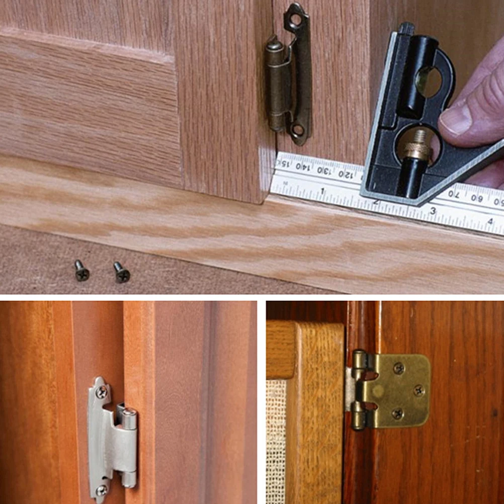 

10pcs Spring Hinges Iron Self-Closing Face Mount Hinges For Door Cupboard Cabinet White Nickel With Screws niture Door