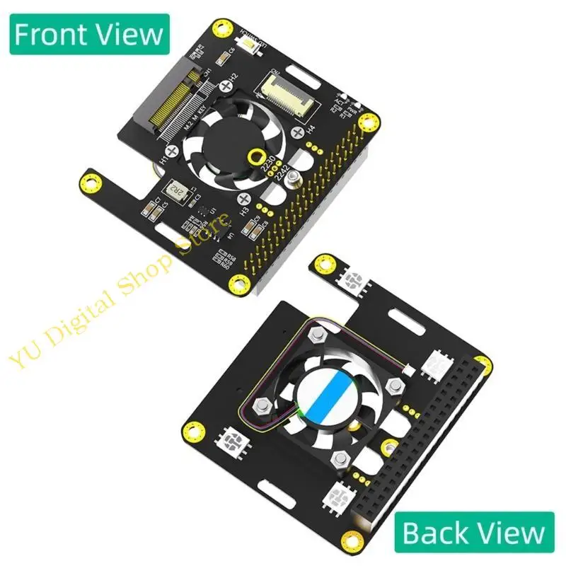 

96BA 3 in 1 Combo NVMe to PCIe Adapters Support 2230 2242 NVME SSD Coolers fan Automatic Discoloration LED