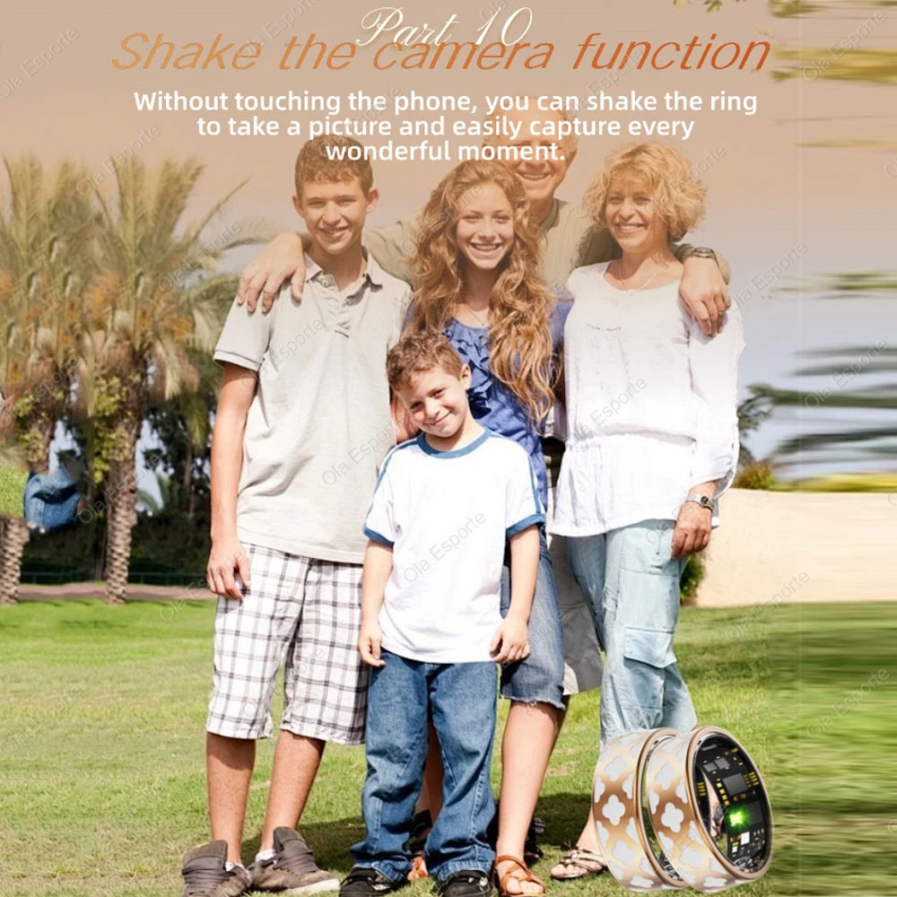 2025 New Women Gold Smart Ring Health HRV Monitor Heart Rate Sleep Monitor 10ATM Deep Waterproof Remote control Smart Ring Gifts