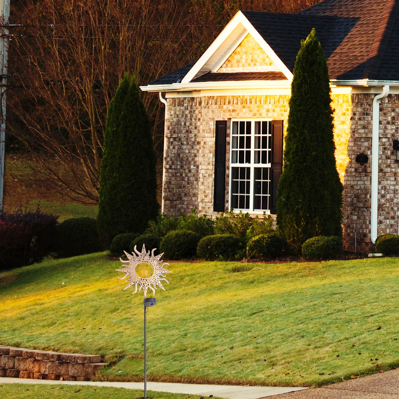 

1pc Solar Powered Garden Light Led Hollow Projector Lamp Outdoor Decorative Stake Lighting Courtyard Decoration Lamp Mood Night