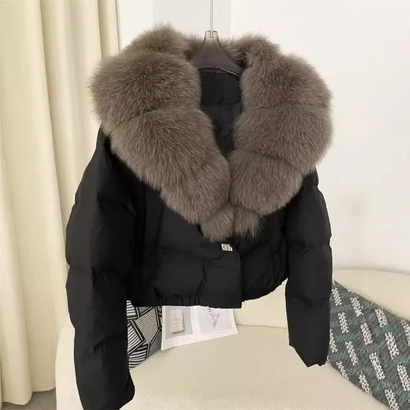 Stilvolle Winter Damen Daunen puffer jacke abnehmbare Fuchs pelz Puffer mantel neue warm weiße Enten Daunen puffer jacke Freizeit kleidung