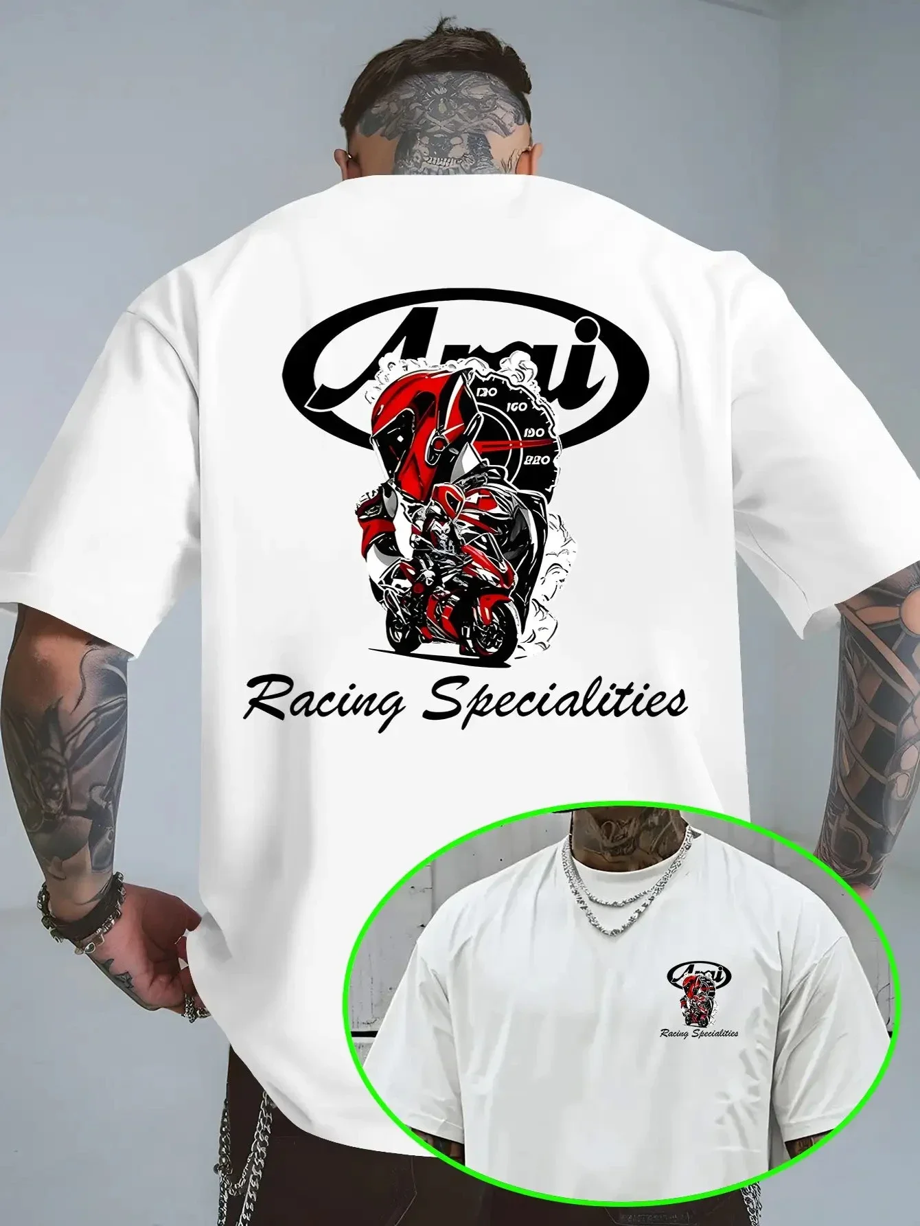Camiseta masculina de algodão com estampa de corrida de motocicleta, camiseta unissex de algodão com gola redonda, camiseta para presente, camisetas