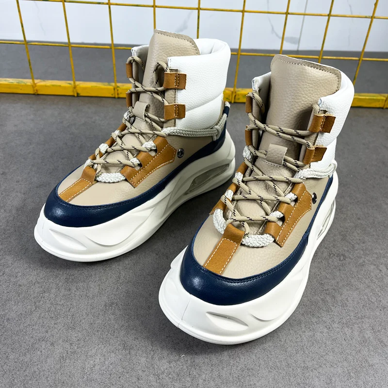 

Men's high top fashion casual shoes new thick soled leather boots men de training street sports fashion shoes men