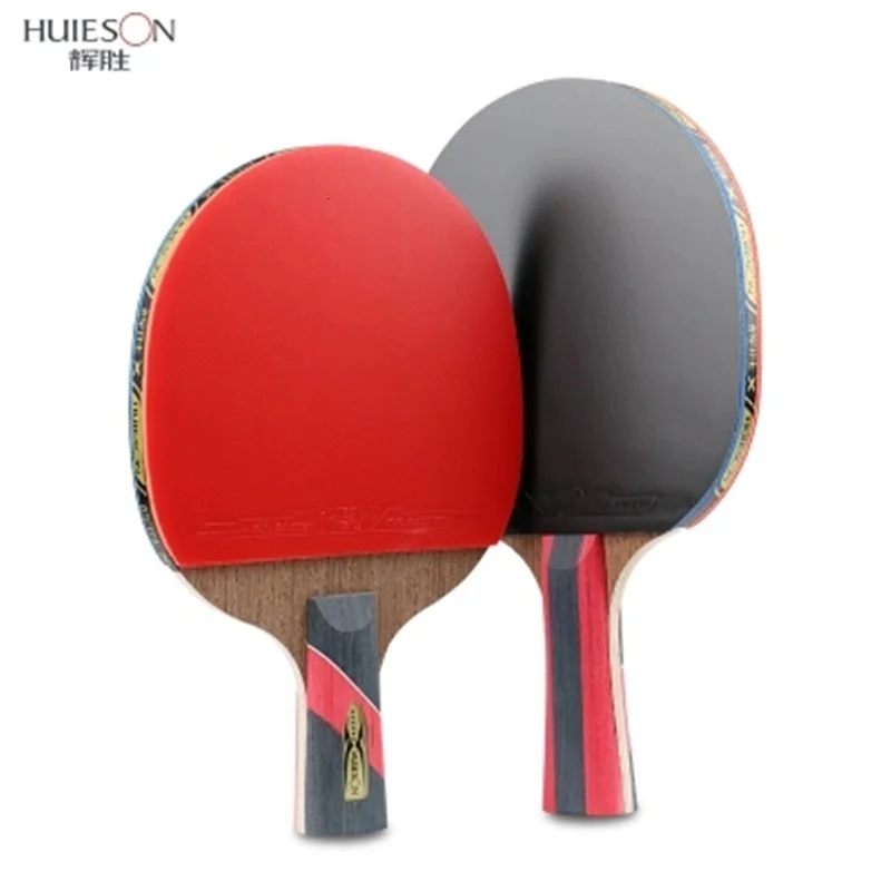 Huieson 1Pair 6 Star Table Tennis Racket Carbon Double Pimples In Rubber Ping Pong Rackets Blade Padel Powerful Bat With Cover