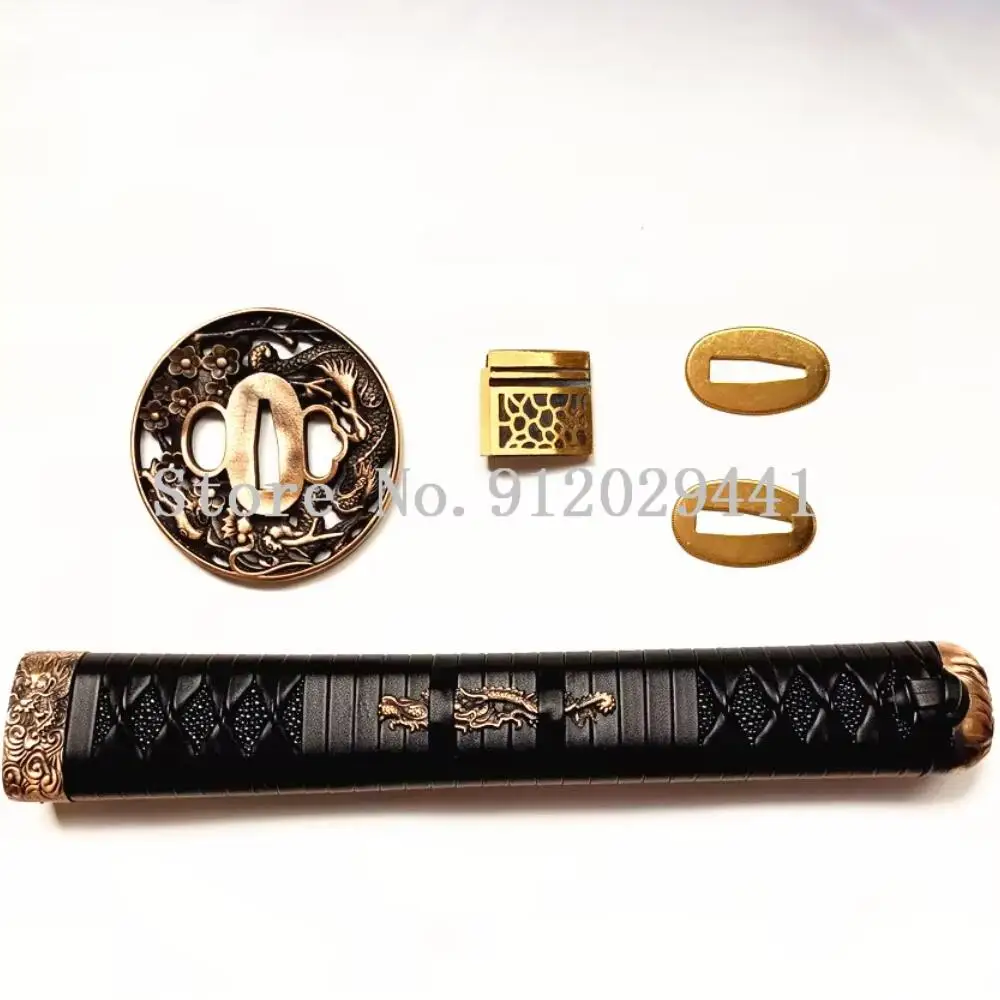 A Set Copper Hand Guard Tsuba Menuki Fuchi Kashira For Japanese Samurai Katana Wakizashi Tanto DIY Sword Handle Fittings