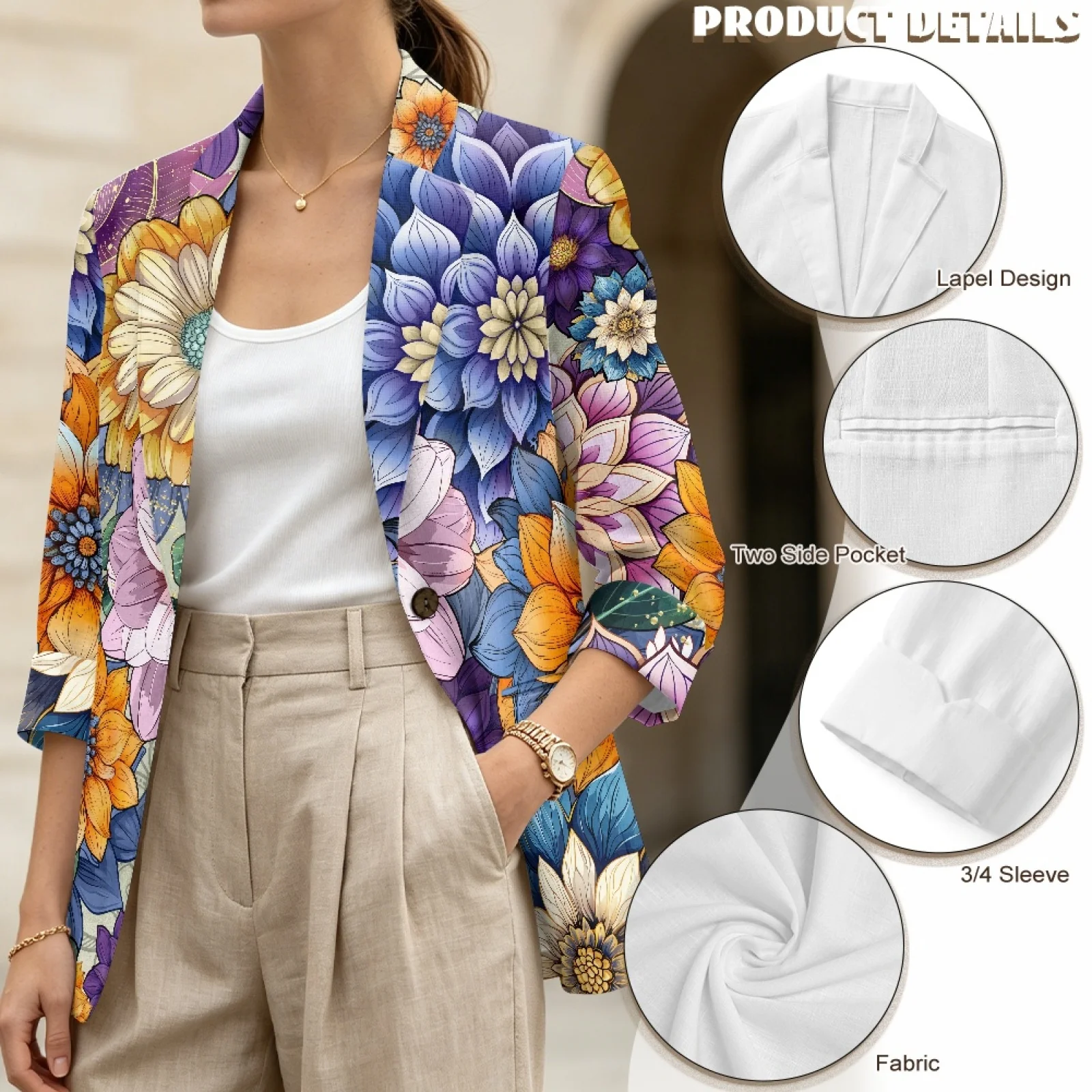 PENSTROLL Flower Design Casual Dressy Tops for Beach Linen Style Beach Coverups S-3XL view 5