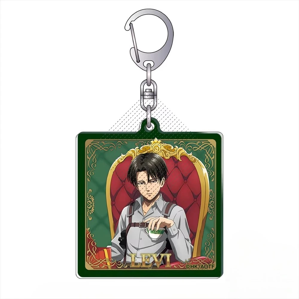 Game Eren Yeager Levi Ackerman Keychain Doll Anime Acrylic Keyring for Gift
