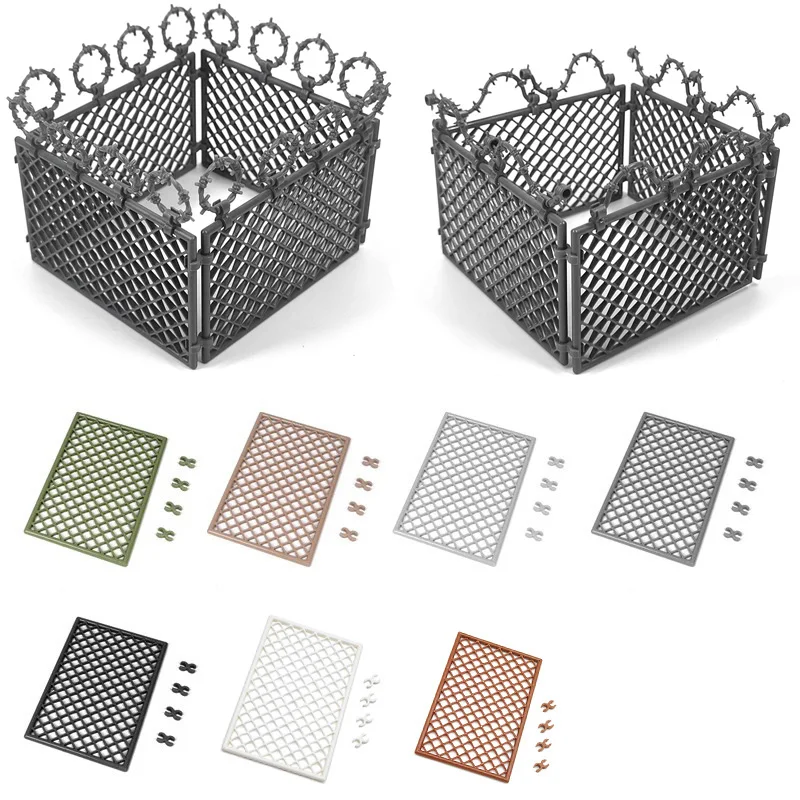 

MOC Military Big Iron Mesh Cage Protective Network Barracks Building Blocks Base Fence Parts Bricks Toys Compatible With LEGO