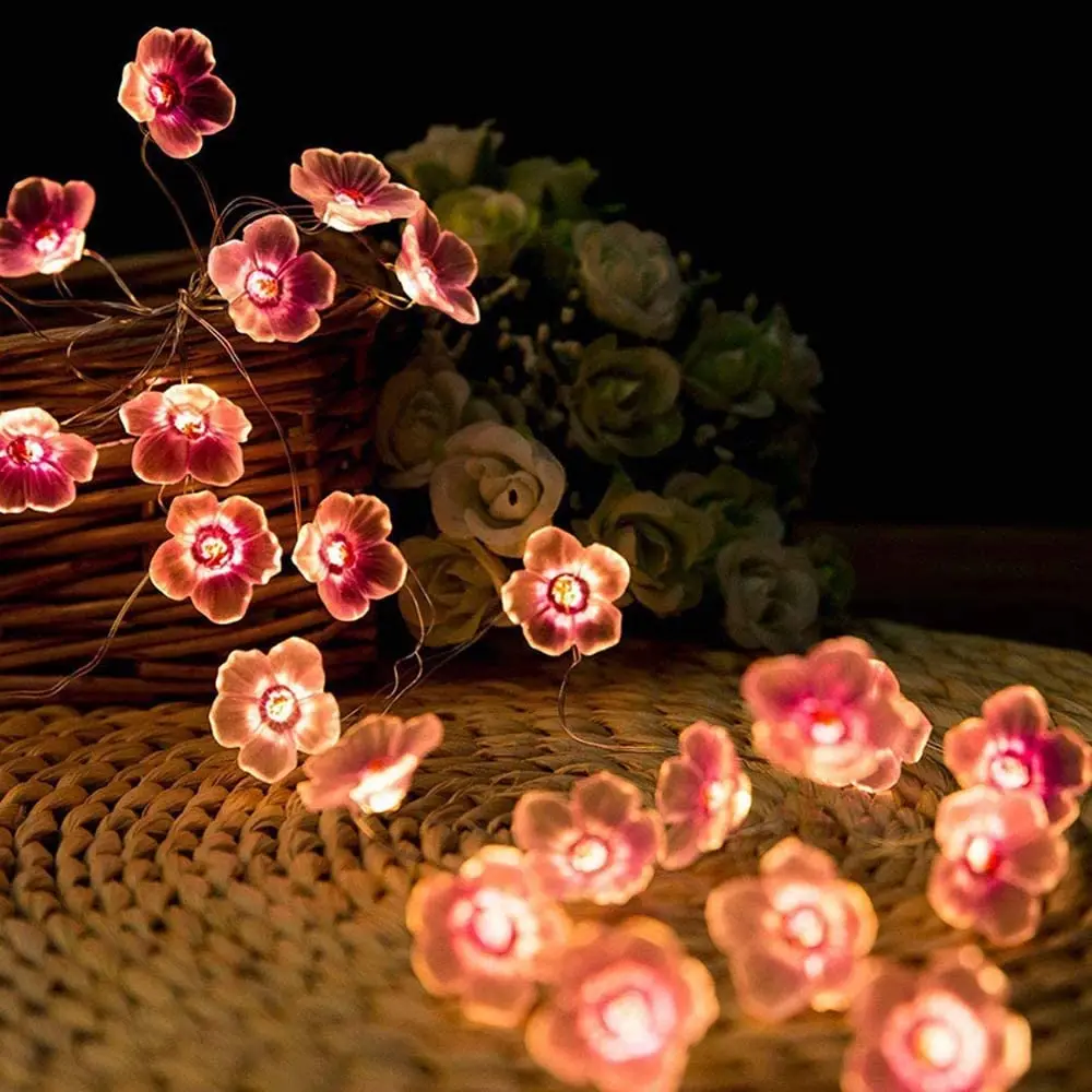 

Christmas Decorations 2024 Led Garland Cherry Blossom String Lights Pink Flower 2m Battery-Operated New Year 2024 Festoon Led