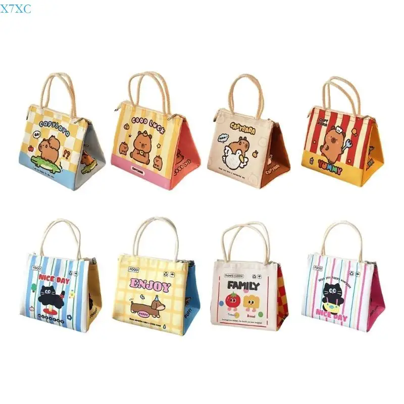 

X7XC Insulated Bag Thermal Bag Lovely Coolers Bag Cartoon Capybara Lunch Bag Lunch Box Easy to Carry Reusable Lunch Case