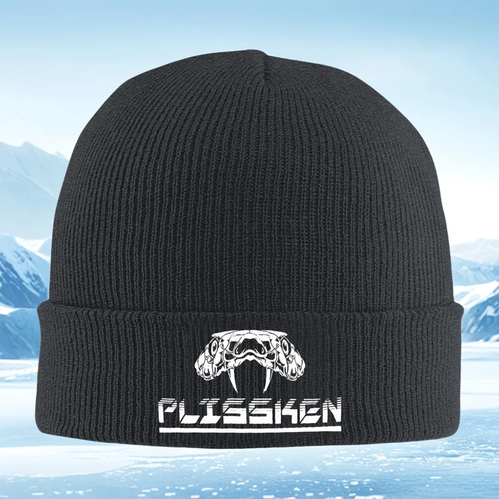 ثعبان الجمجمة شعار جريء الخط تصميم الرجال النساء للجنسين محبوك قبعة قبعة صوفية قبعة الشتاء الحرارية الدافئة عيد الميلاد ركوب الدراجات في الهواء الطلق #1