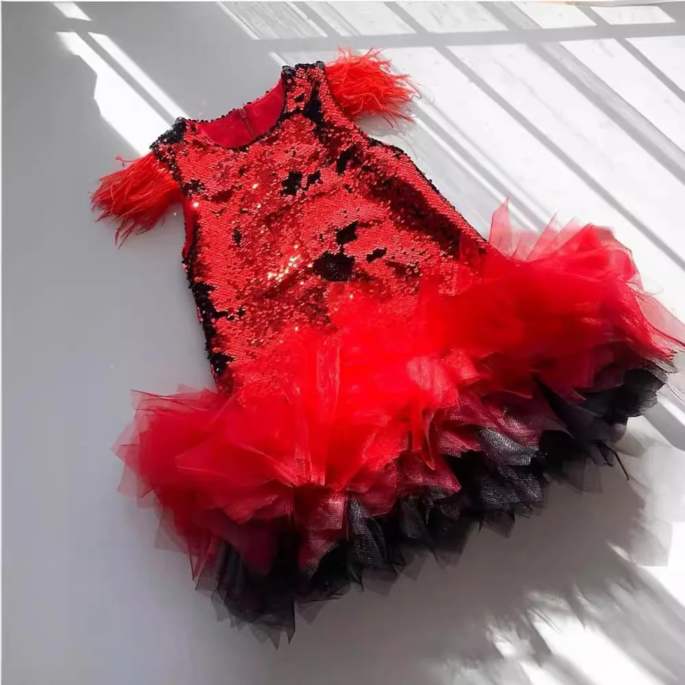 فستان فراشة للفتيات الصغيرات الصغار مزين بالترتر المتلألئ من التول فساتين زفاف رسمية لأعياد الميلاد 2-10T