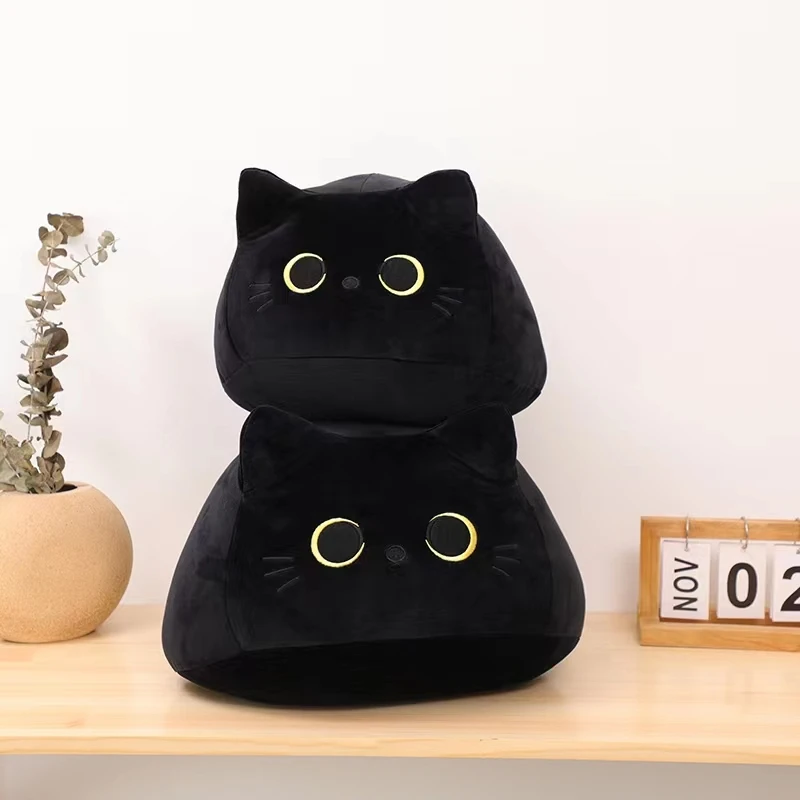 Oreiller en peluche chat noir Kawaii pour enfants, jouets au beurre mignons, cadeaux de haute qualité, garçons, filles, décoration d'amis, environ 8cm