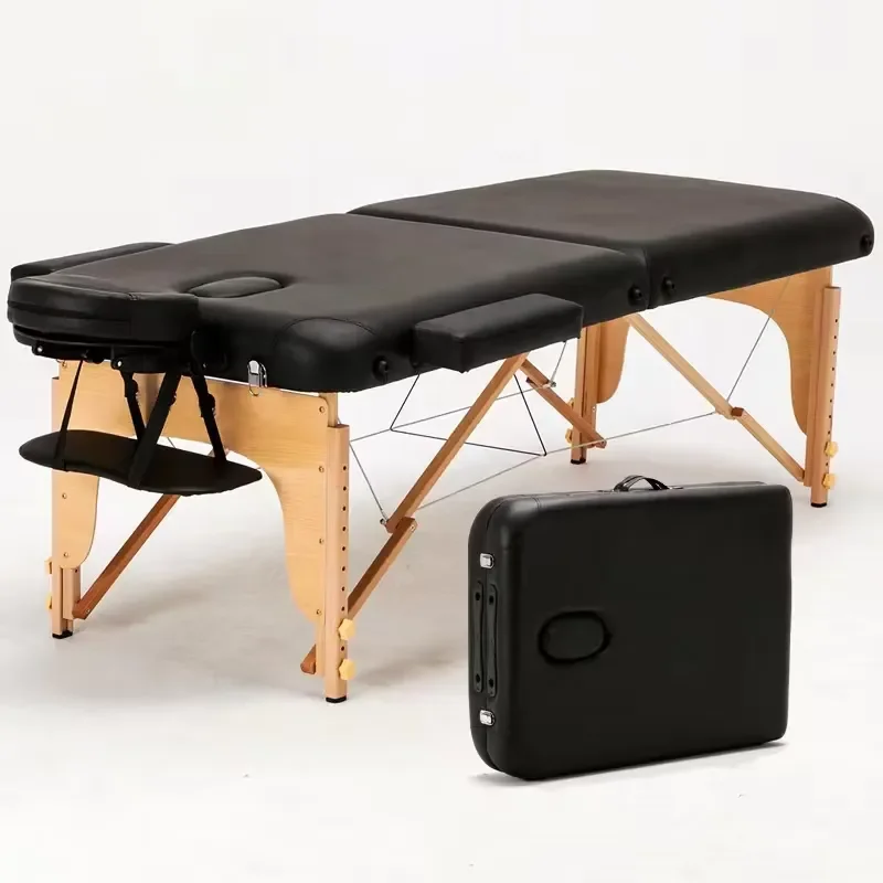 Wooden Frame Portable Foldable Massage Bed Beauty Facial Therapy Table Lightweight Professional Spa Equipment