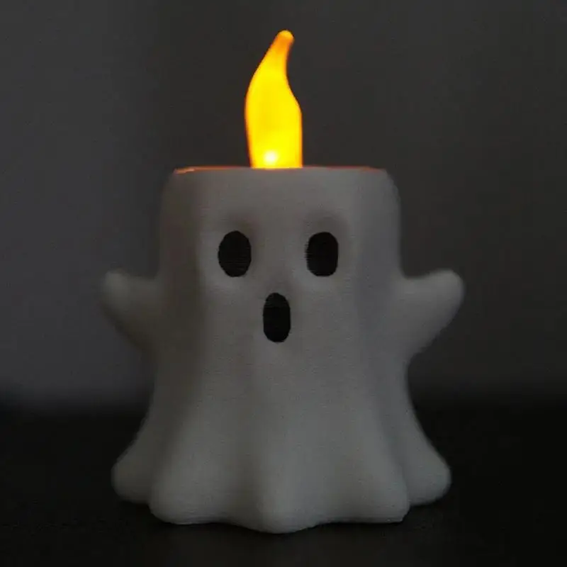 寝室、ミニチュアキャンドル、白色ライト、ハロウィーンアート用のフレームレスゴーストキャンドル