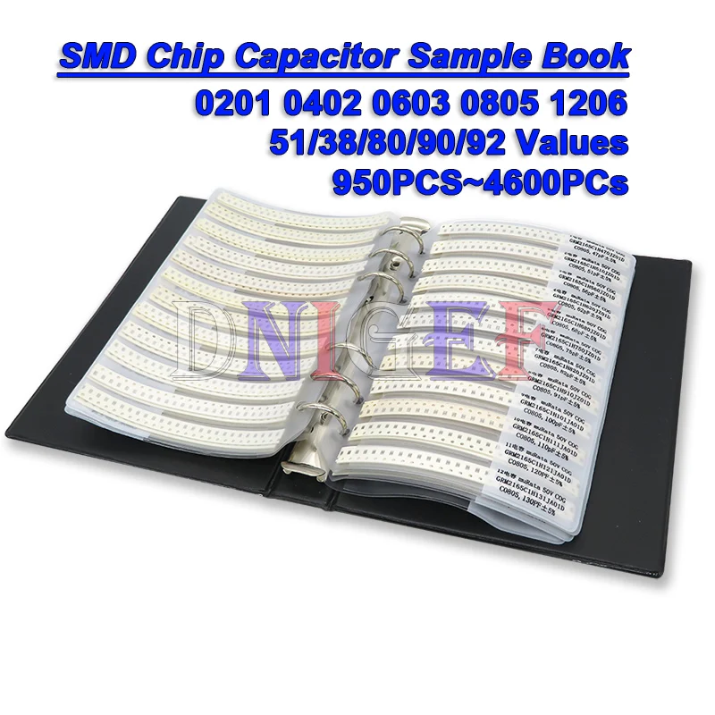 

1206 0805 0603 0402 0201 Capacitor Sample Book 38~92Value 950PCS~4600PCS 10uf 10nf 10pf 1nf 10nf 100nf