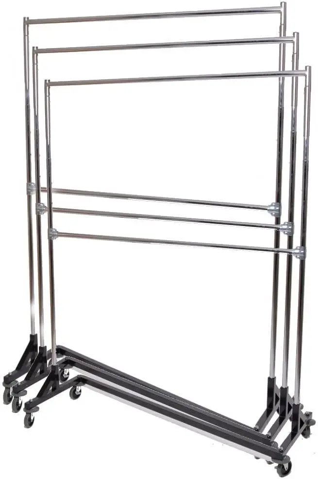 

Only Hangers Commercial Grade Double Bar Rolling Z Rack with Nesting Black Base (Set of 3 Racks)