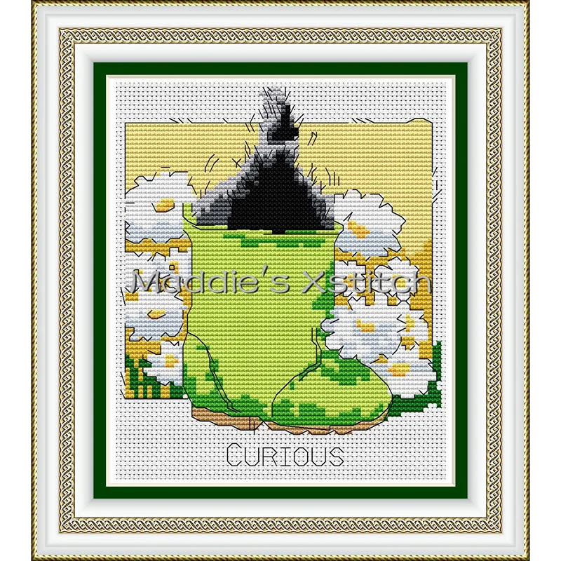 KTF045 Cross Stitch Kit Cartoon Cat Art Homfun Maison Cross Stich Painting Joy Sunday Christmas Decorations For Home Homefun