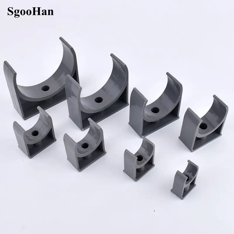 1~20pcs 20-75mm Light Gray PVC Pipe Clamp UPVC Tube Holder Garden Water Connector U-shaped Clips Aquarium Fish Tank Accessories