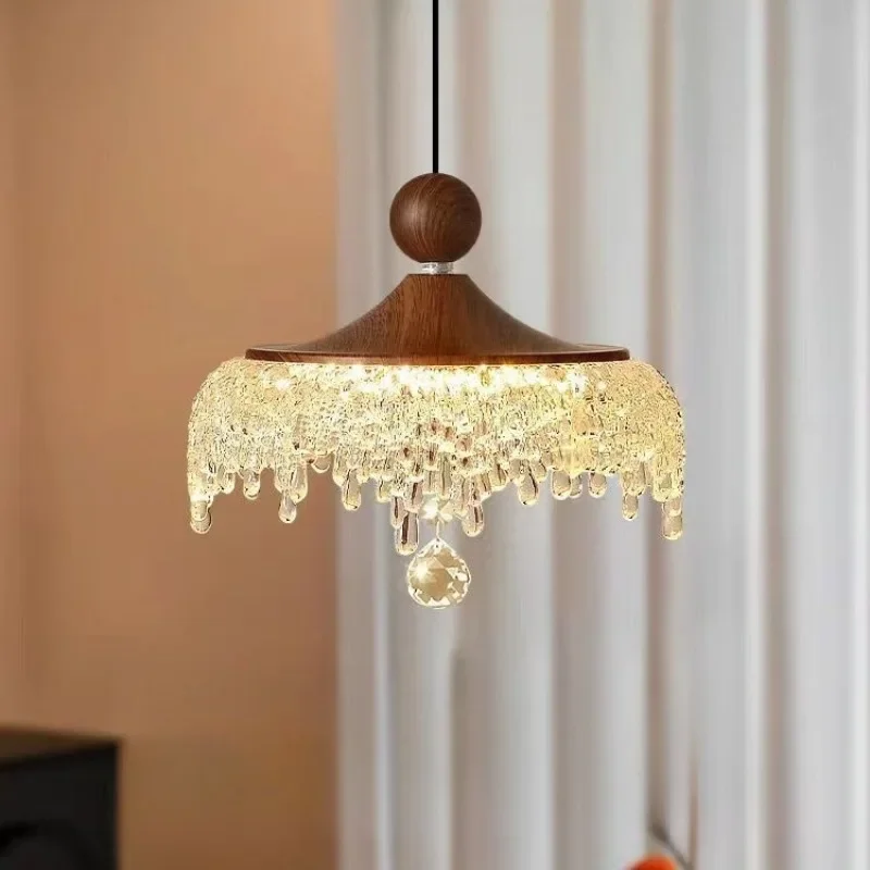 Medieval style bedroom bedside chandelier, which can lift water droplets, aisle entrance chandelier