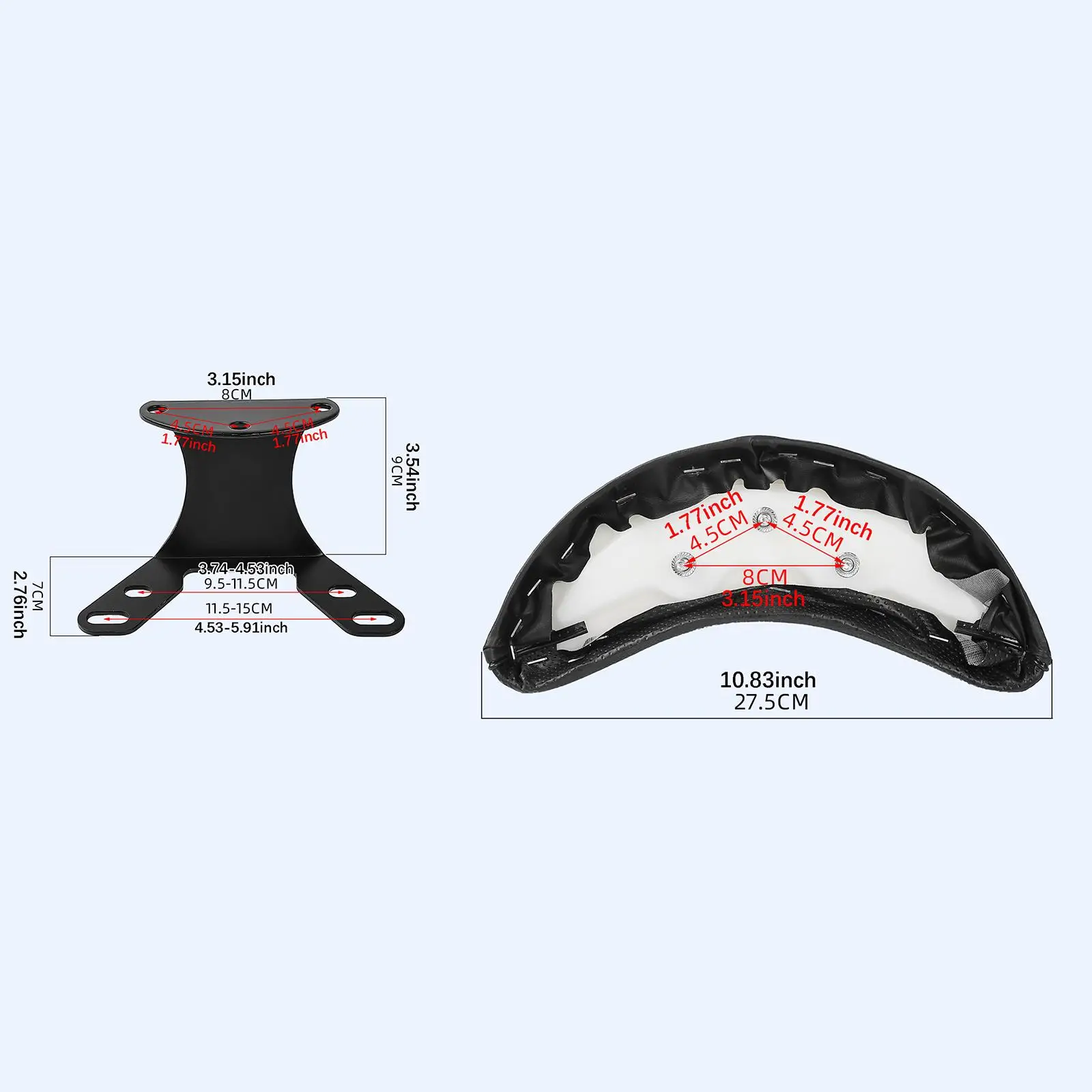 Vehicle Backrest Bracket Metal Seat Cushion Ergonomic Support for Scooter Electric Bicycle Cycling
