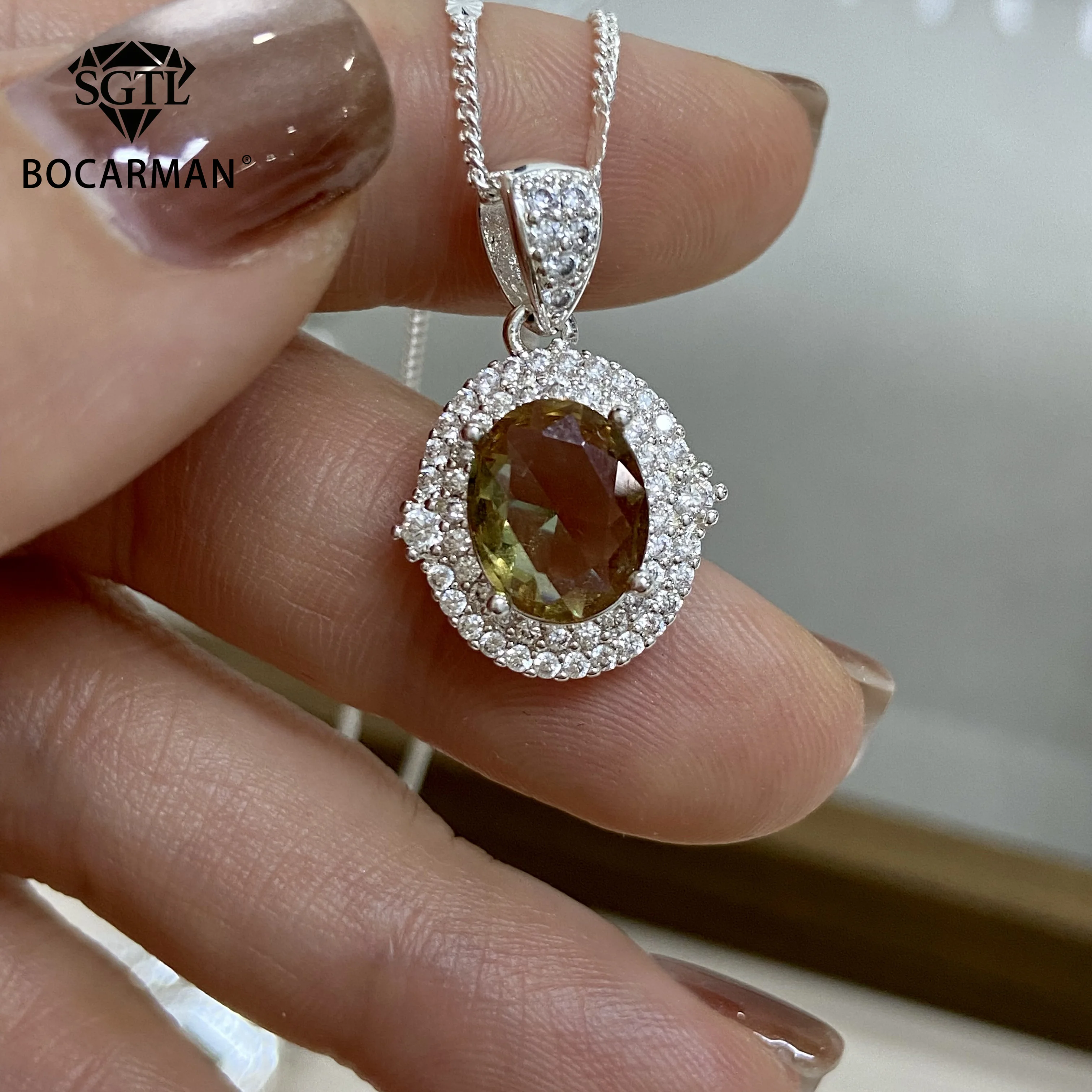 Oval Turkish Change Color Zultanite Stone Copper Pendant Necklace Unique, Different Light Sources Have Different Colors for Wome