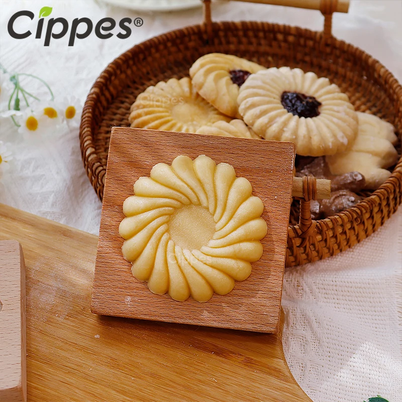 Moldes cortadores de galletas de madera 3D para hornear DIY, moldes para galletas grabados en relieve, para cocina de regalo de Festival de Fondant de pan de jengibre