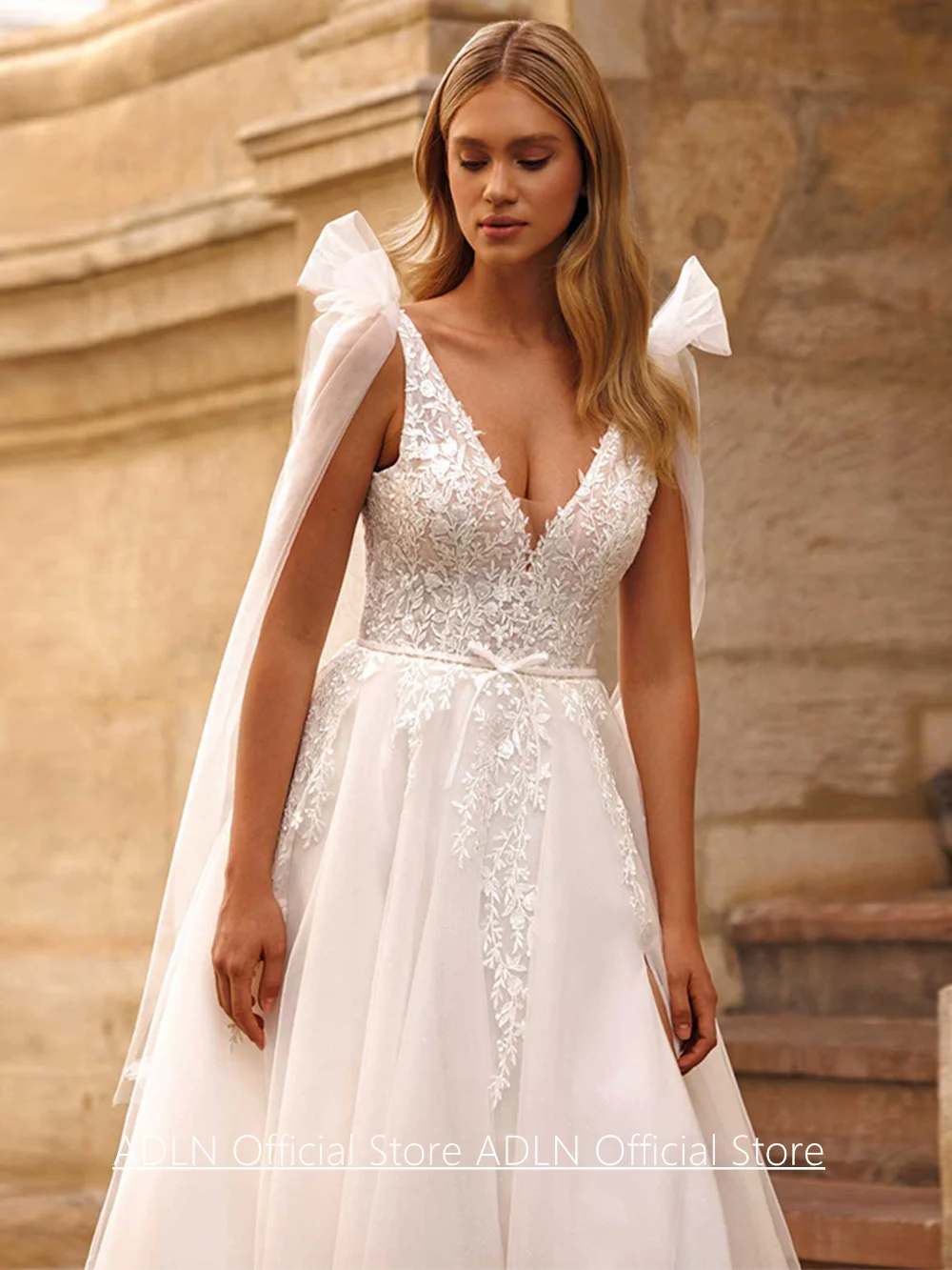 Klasyczna suknia ślubna dla kobiet, suknia ślubna na zamówienie, bez rękawów, dekolt w serek, tren zamiatający, zamek błyskawiczny z tyłu, rozcięcie, suknia dla panny młodej.