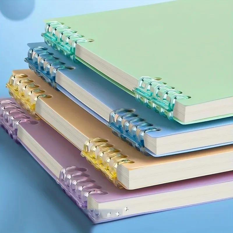 Cuaderno espiral recargable: encuadernación con tapa superior, páginas desmontables, diario forrado A5 para estudiantes