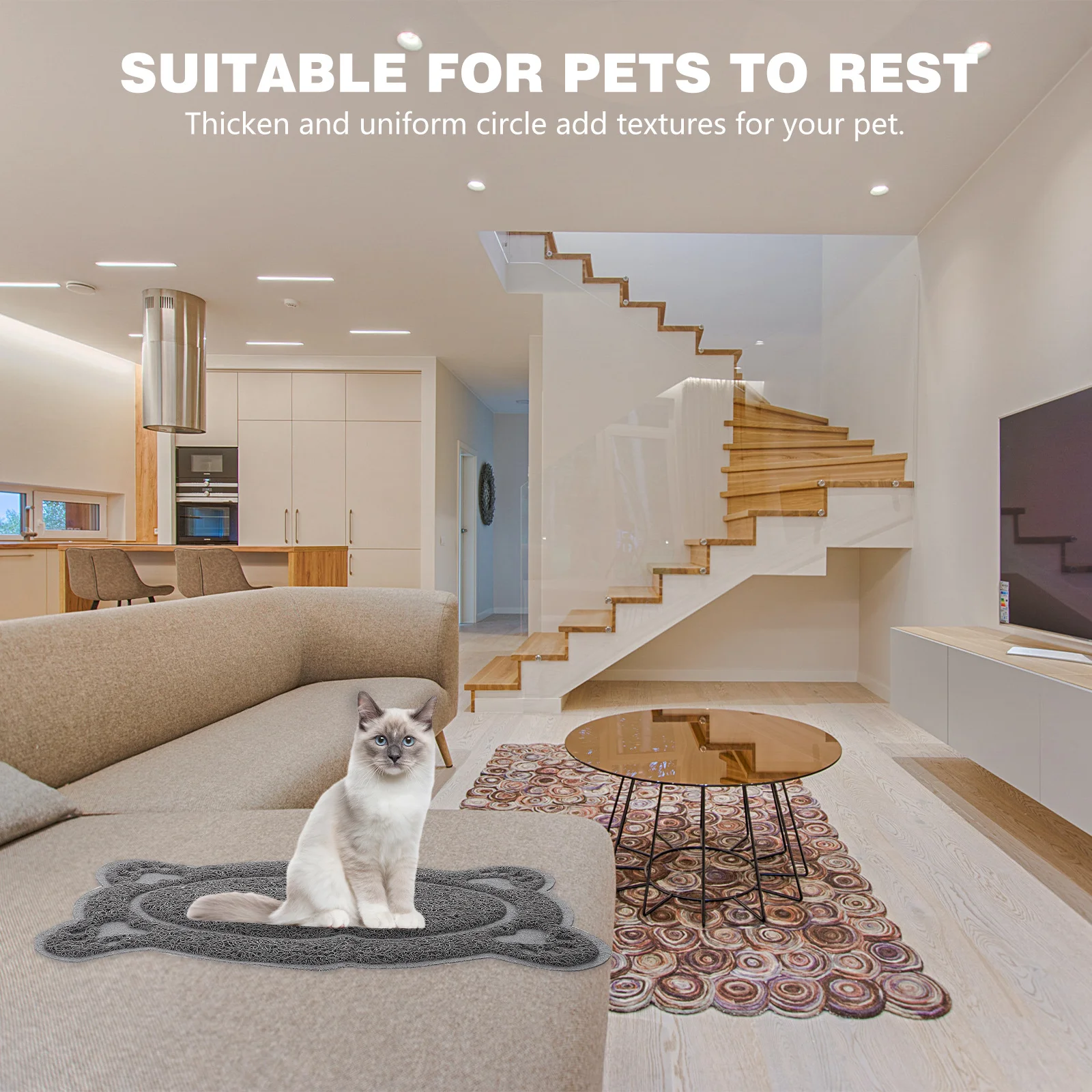 

40X30Cm Pvc Pet Placemat Grey Thickened Anti-Slip Wear Resistant For Dog Cat Feeding Water Bowl Area Floor