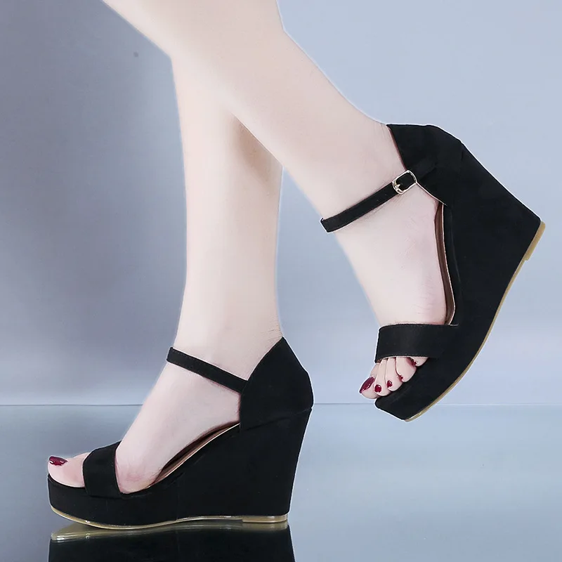 2024 baru sepatu wanita Platform sandal wanita Peep Toe tinggi Wedges tumit pergelangan kaki gesper sandal Espadrilles wanita sandal sepatu