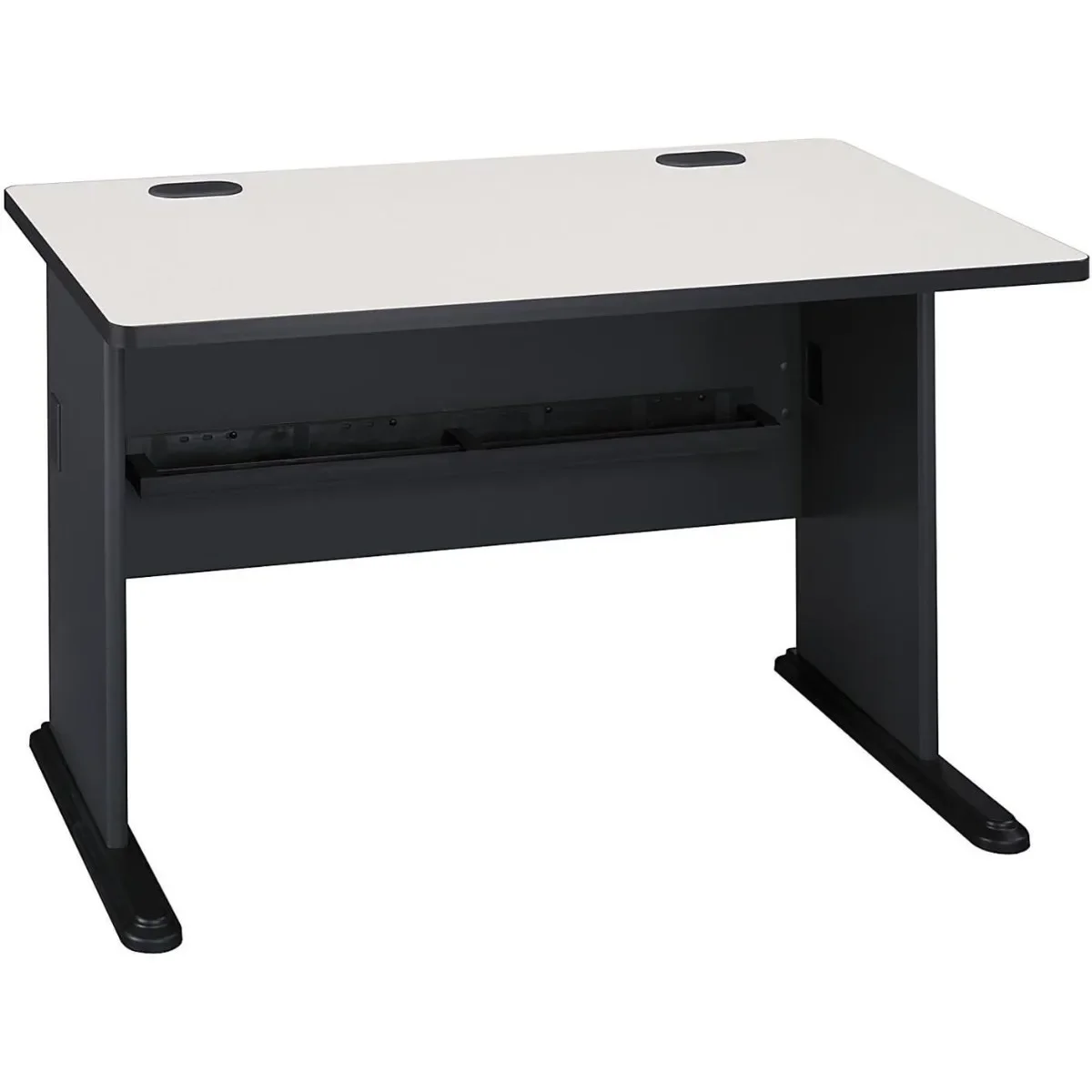 Mesa de oficina pequeña para el hogar o espacio de trabajo profesional, mueble de negocios serie A, 48W, escritorio de computadora en espectro blanco y pizarra