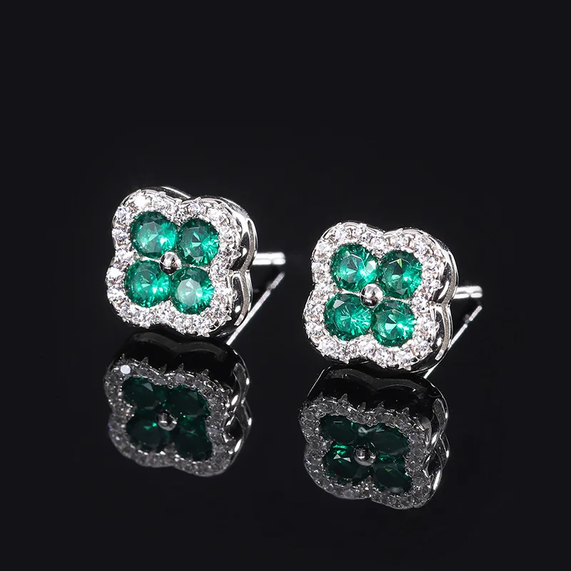 S925 Silver Plated 18K Gold Plated PT950 Platinum High Carbon Diamond Flower Color Treasure Retro Simple Daily Women's Earrings