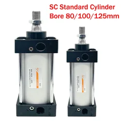 SC Standard Cylinder SC80/100/125mm Bore Double Acting Pneumatic Cylinder Big Thrust 25/50/75/100/200/300mm Stroke