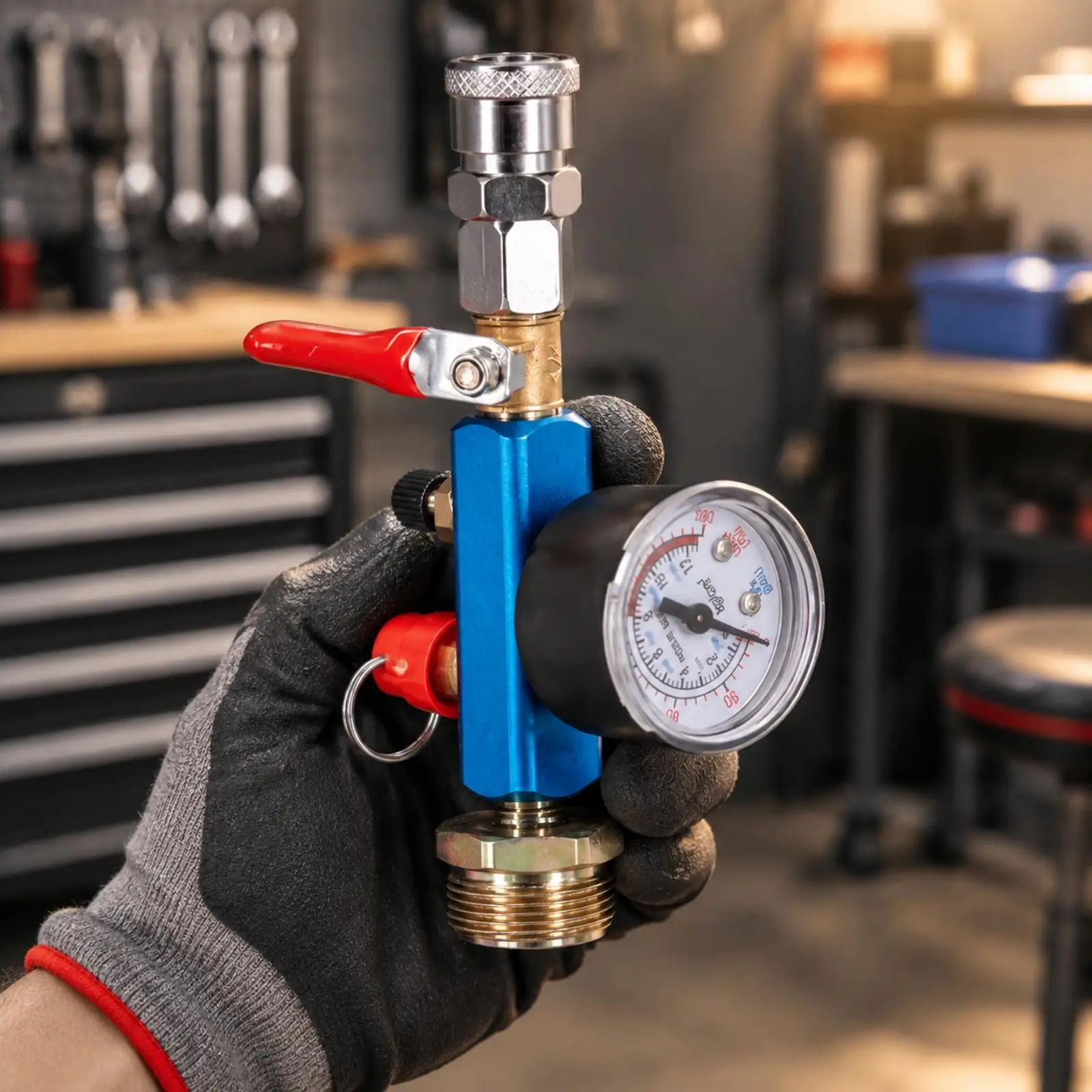 M30 Pressure Adapter Air Compressor Conversion Fitting with Gauge Push to Connect for Inflator Pneumatic Equipment Portable Tire