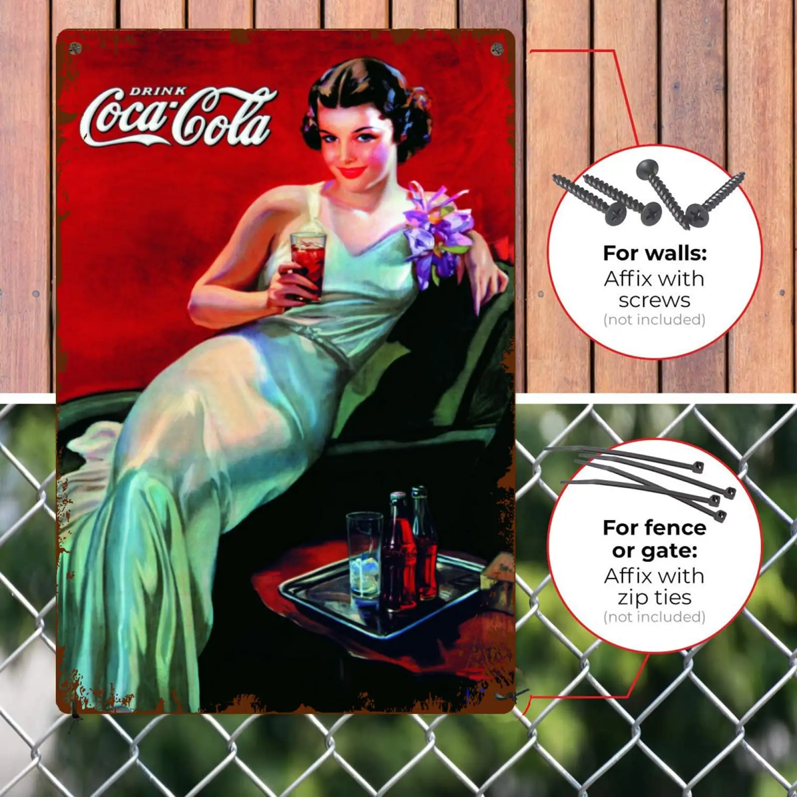 Retro Coca-Cola Tin Sign, Mulher Metal Cartaz, Vintage Wall Decor, Coca-Cola, Pub, Restaurantes, Café, Placa de clube, Homem Caverna, 8