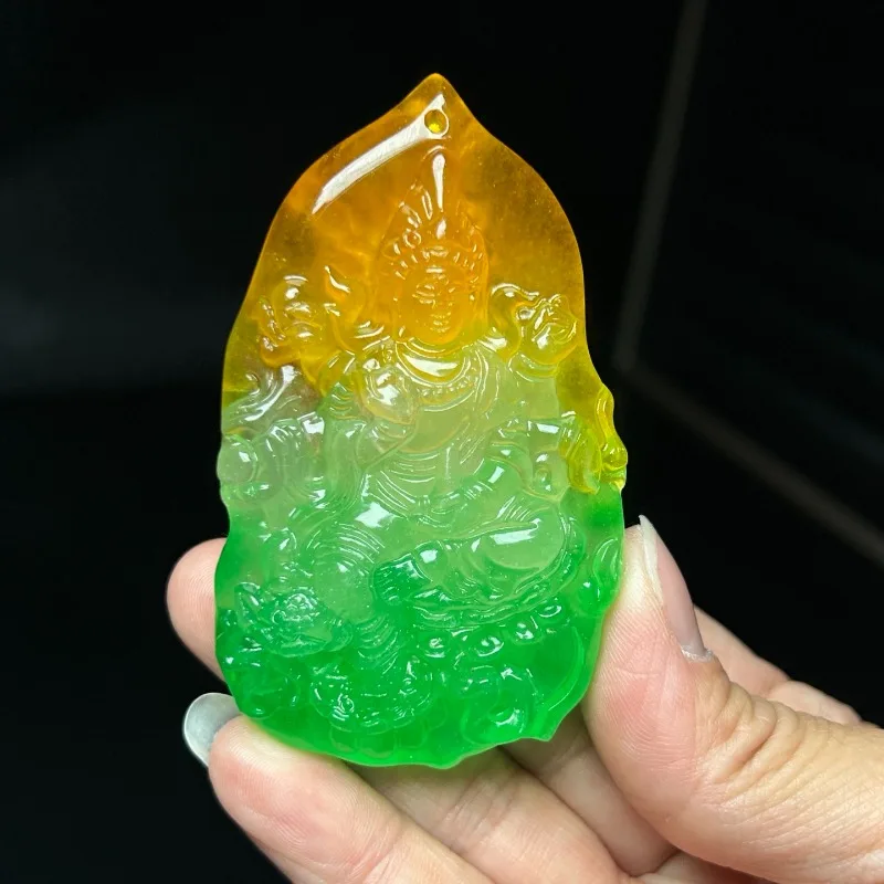 

New High-ice Quartzite Jade Yulong Guanyin Pendant