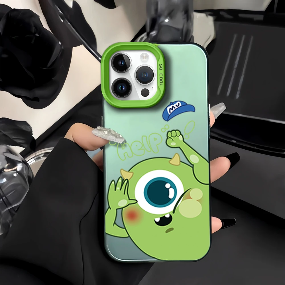 Big Eyes Cartoons M-Mikes Wazowskis Phone Case for iPhone 12 11 13 14 15 16 Max Pro Plus Laser Cover