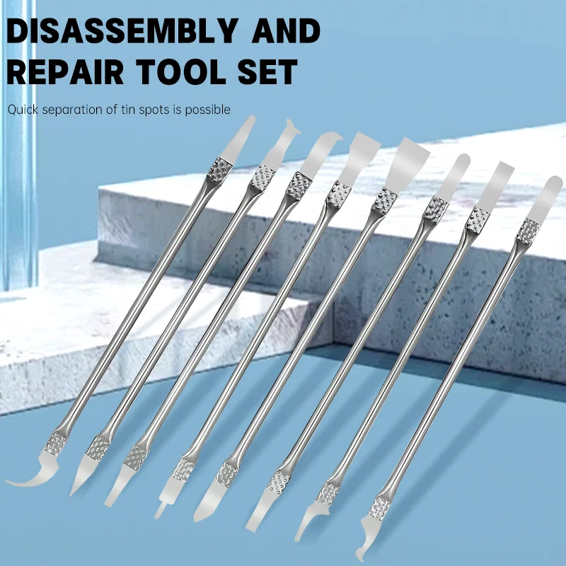 8-in-1 Mobile Phone LCD Chip Glue Removal Crowbar CPU Chip Tool Repair Removal Kit Multi-shape Disassembly Repair Tool for Phone