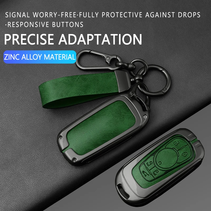 Leather Key Fob Case Cover With Keychain For Buick Envista Enclave Envision Encore GX LaCrosse Regal