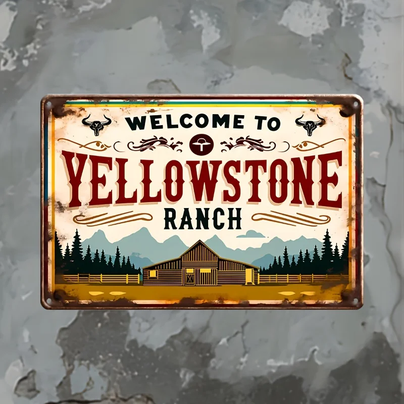 1 Ranch Vintage Metal Wall Art Sign - Rustic Iron Home Decor with Mountain & Forest Design, Easy to Hang, Perfect fo