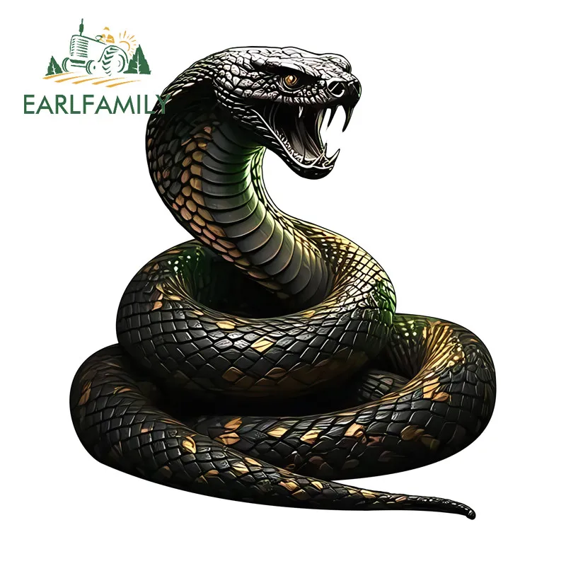 EARLFAMILY Snake Car Sticker Humorous Occlusion Scratch Campervan Windshield Rearview Mirror 3D Decal Waterproof Car Styling