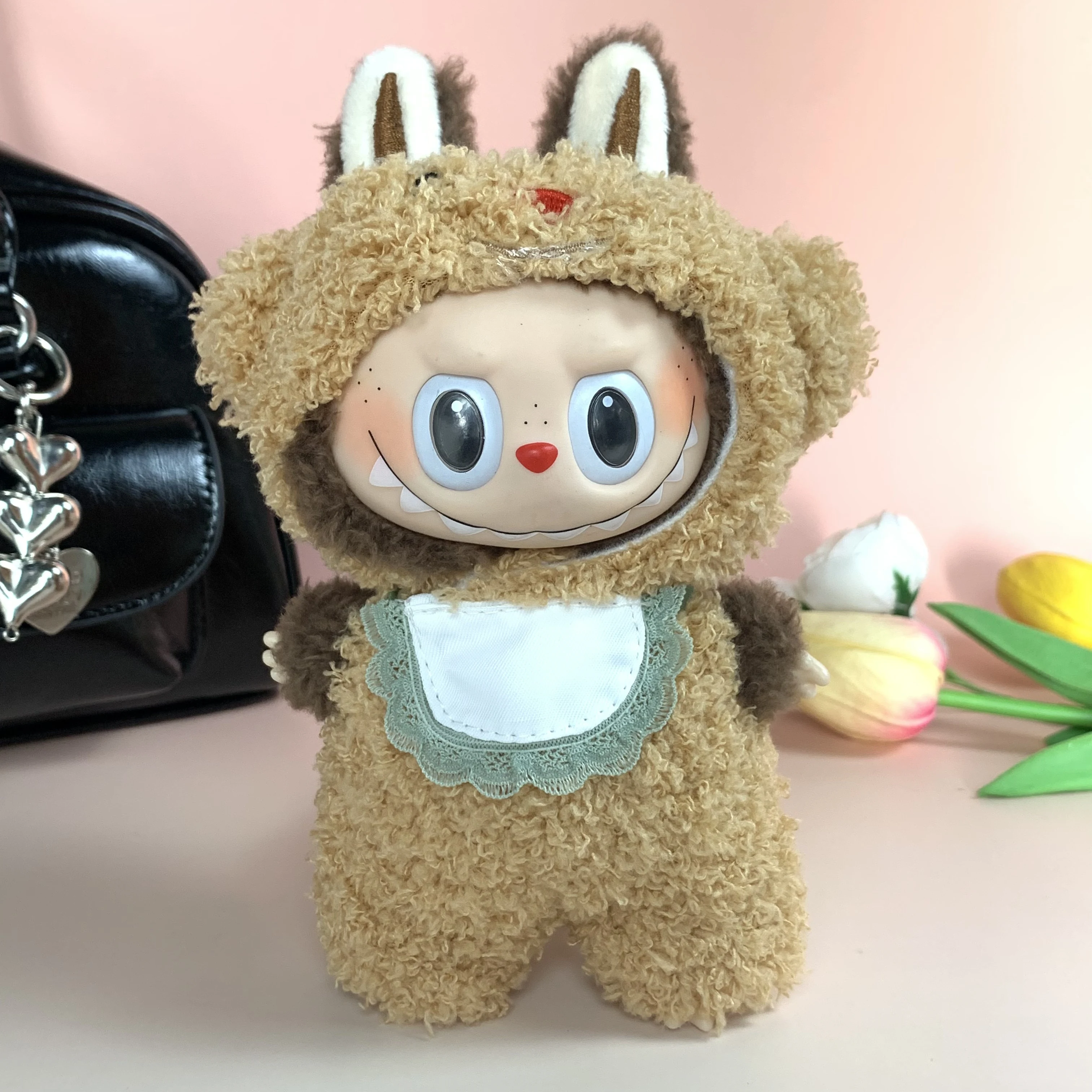 17cm Labubu Blind Box - Handmade Plush Bear Costume Set (Keychain Doll Outfit)