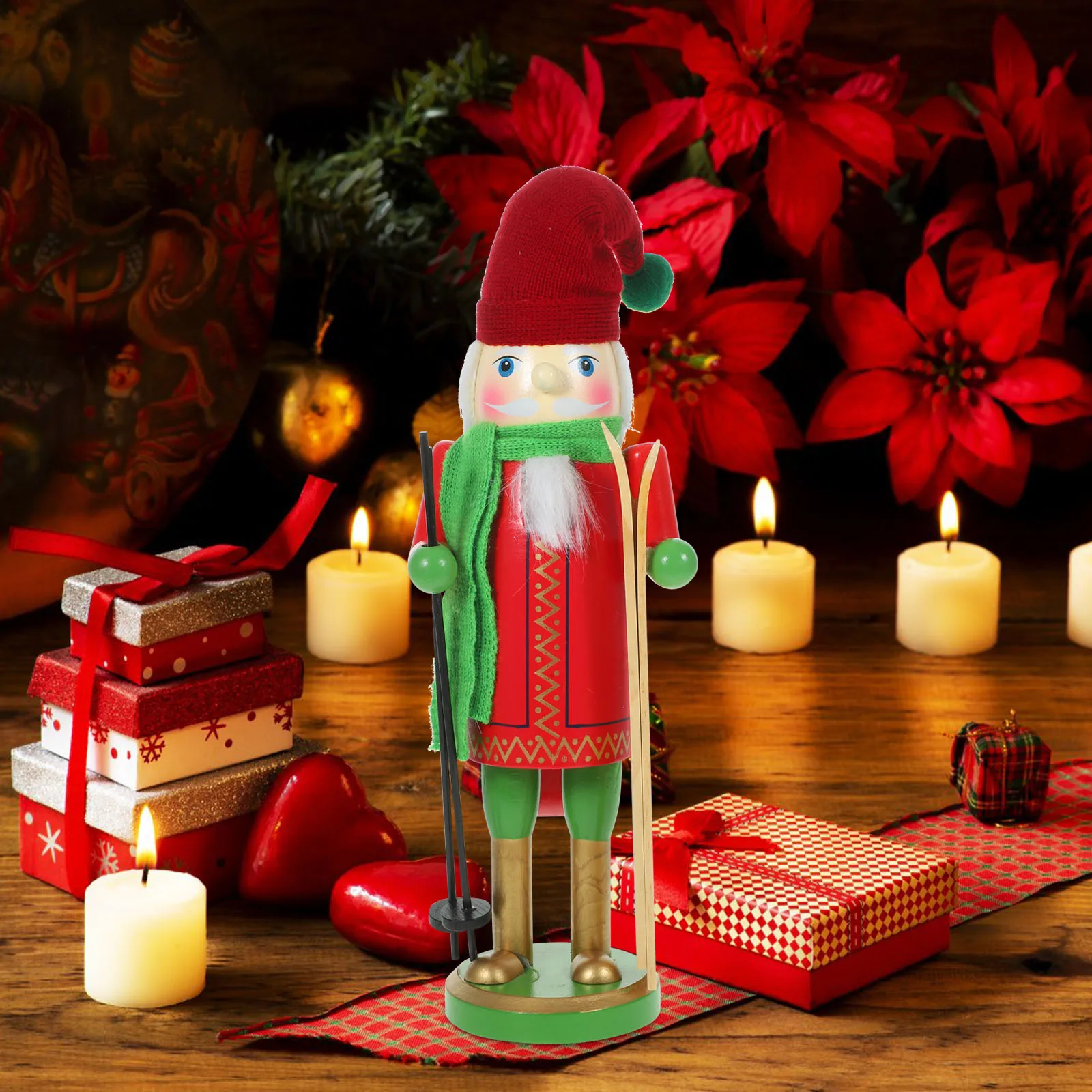 

Ski Nutcracker Figure Xmas Decor 30CM Wooden Puppet Home nament Traditional Christmas Gift Idea Small Nutcrackers